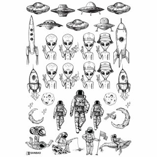 Transferbild Space man & Alien